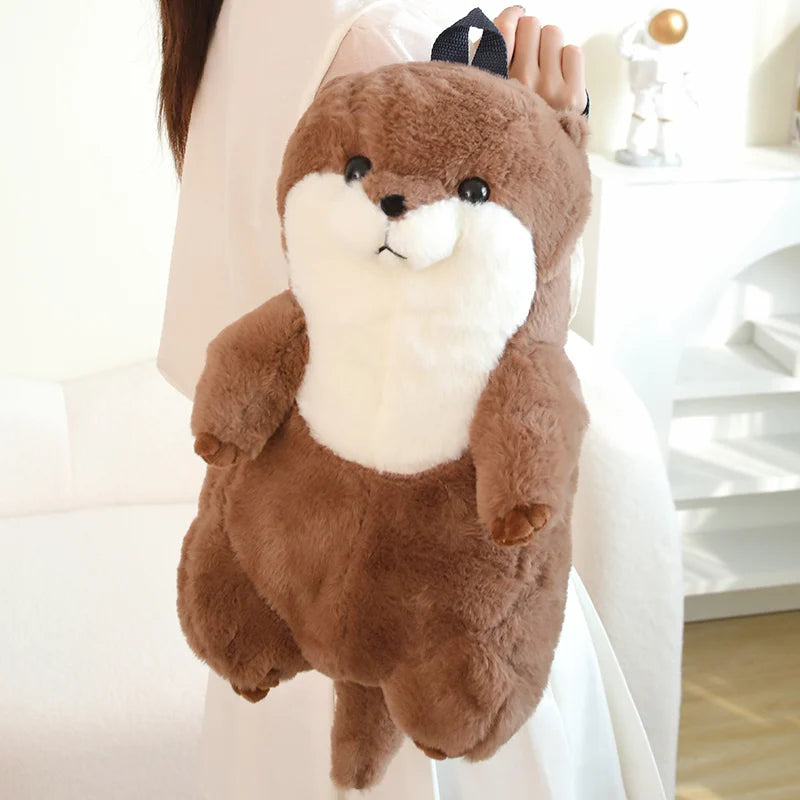 50cm Sea Otter Plush Backpack Cartoon Cute  Plush Toy Soft Stuffed Animal Shoulder Bag for Kids Girls Birthday Gifts