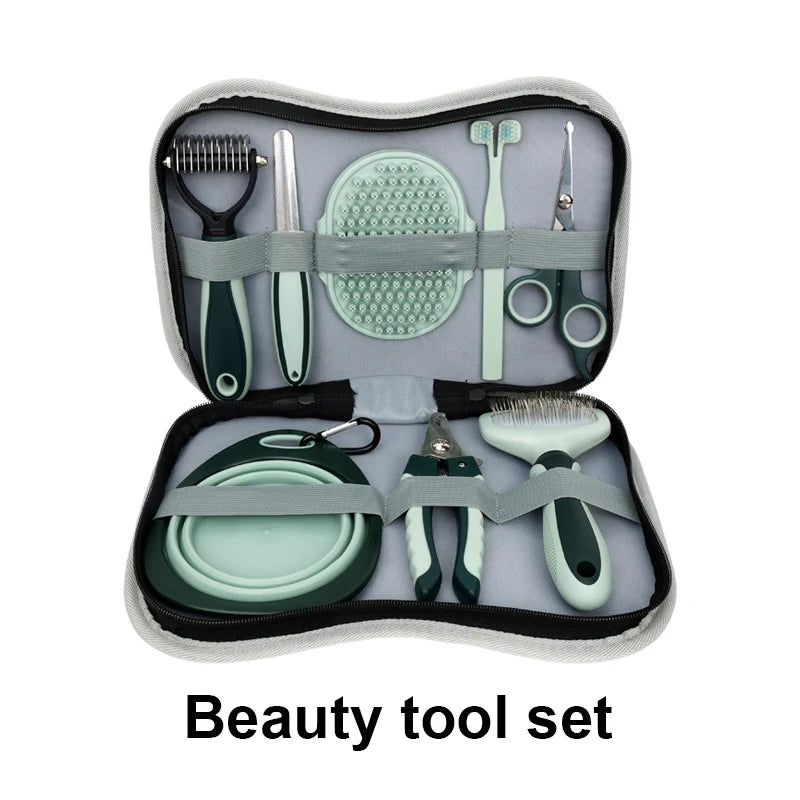 8 in 1 Dog Cat Grooming Comb Set Pet Cleaning Brush Tool Set Pet Multi-Functional Cleaning Set Cat Hair Removal Brush Kit