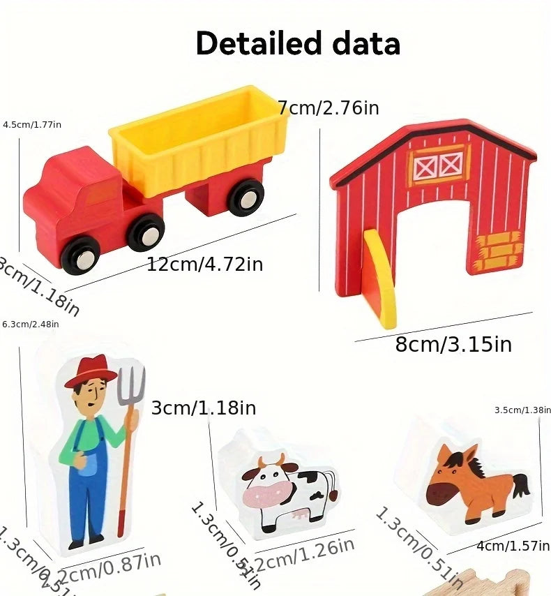 Wooden Rail Car Toy Children's Train Puzzle Assembly Early Education Toy Boy and Girl Birthday Gift Set