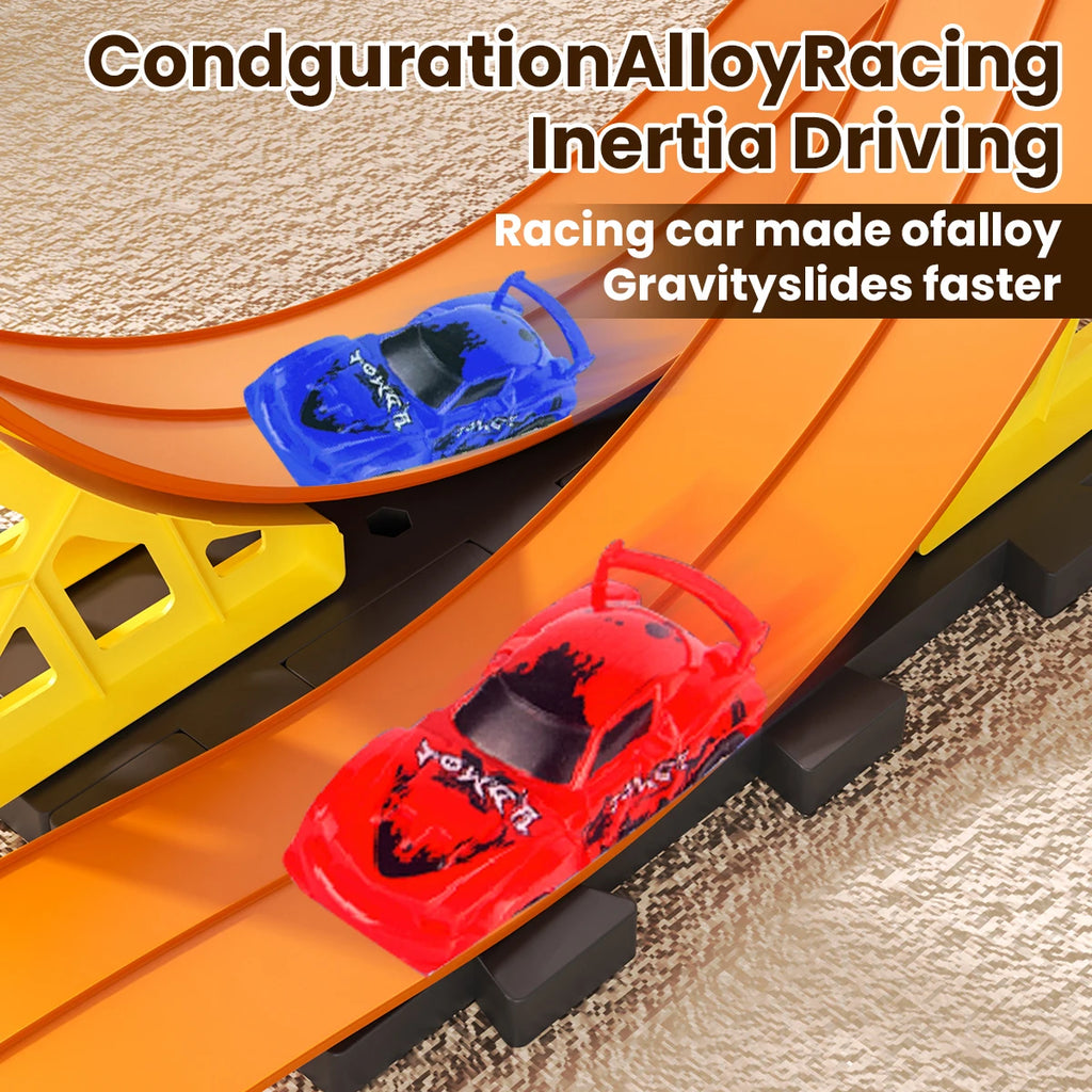 DIY track assembled aluminum alloy pull-back racing car gravity slide boys and girls educational toys holiday Christmas gifts