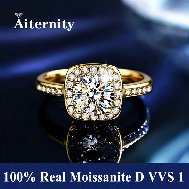 100% Real Moissanite Ring D VVS1 Pass Diamond Test Pen Adjustable Size S925 Sliver GRA Certificate Wedding Rings for Women