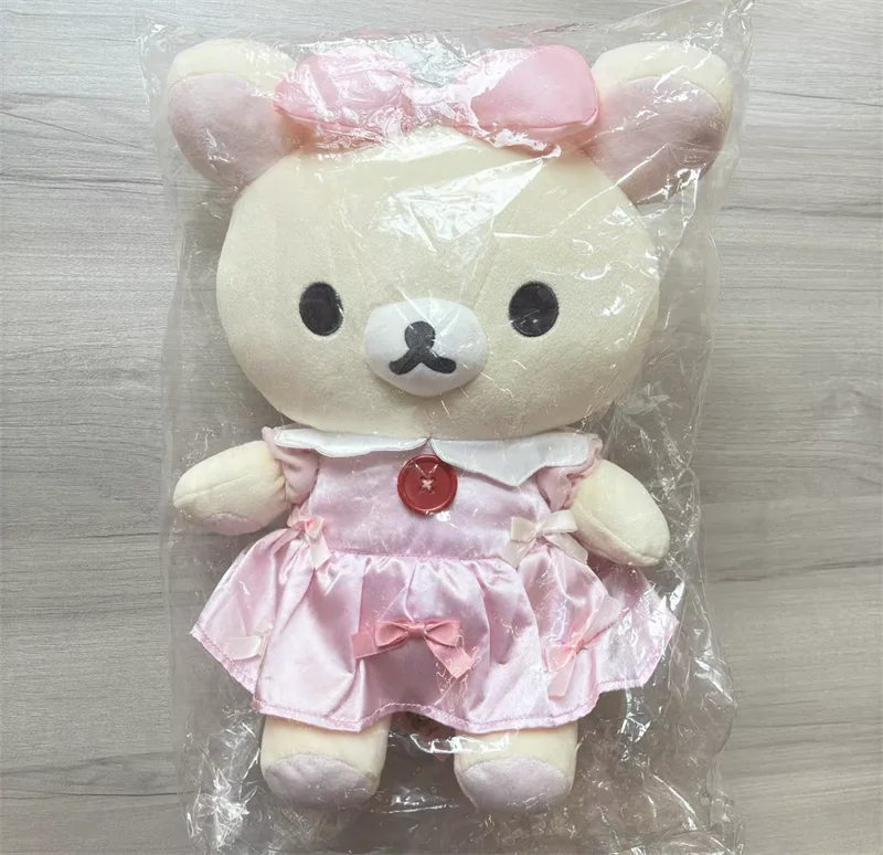 Rilakkuma Korilakkuma Plush Toy Medium 30cm Ribbon Makeup Rilakkuma Cute Kawaii Bear Stuffed Animals Soft Doll Girls Toys Gift