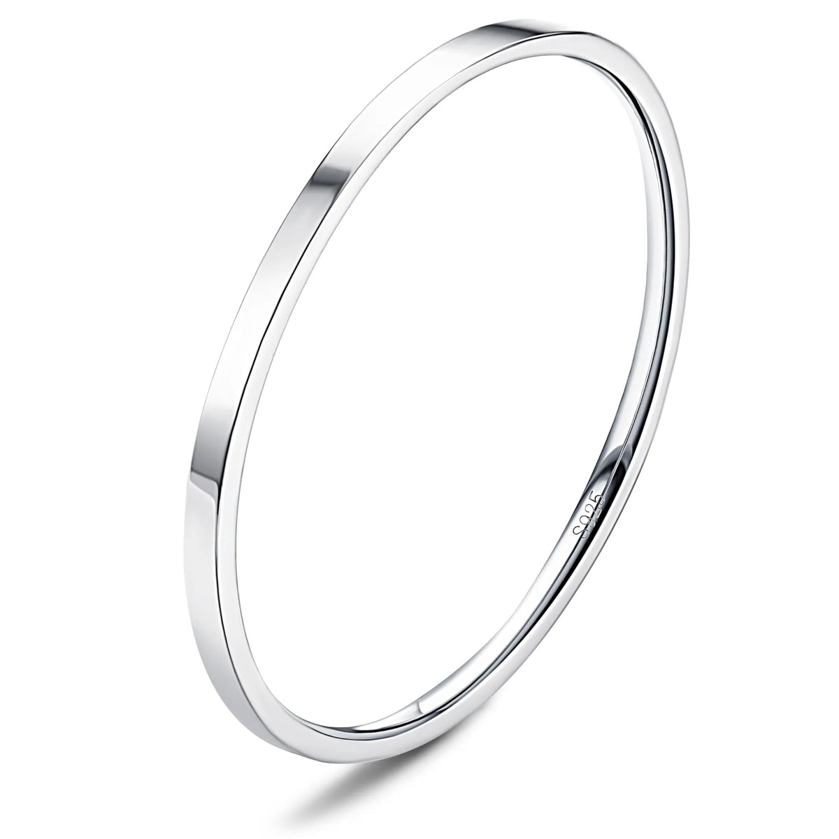 Fansilver S925 Sterling Silver Rings for Women Men 18K White Gold Plated Stackable Statement Thin Plain Thumb Ring Wedding Bands