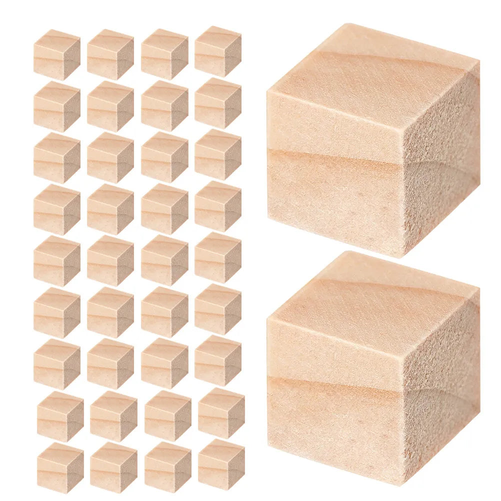 200Pcs Wooden Blocks Pine Unfinished Craft Cubes for DIY Family Activities Educational Geometry Play Counting Natural