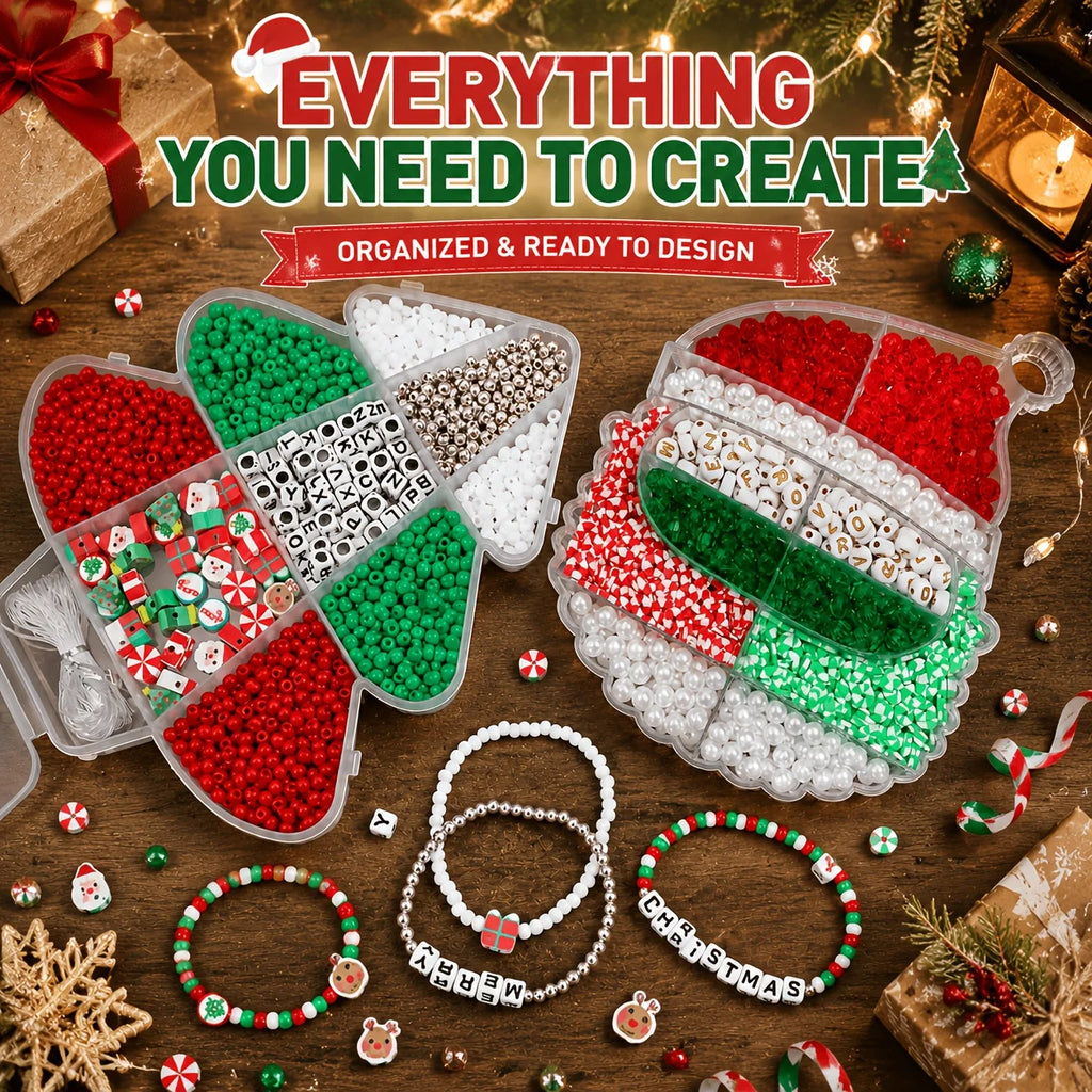 Christmas DIY Bracelet Making Bead Set Storage Box Festive Beads for Bracelet Keychain Holiday Craft Handmade Jewelry Craft