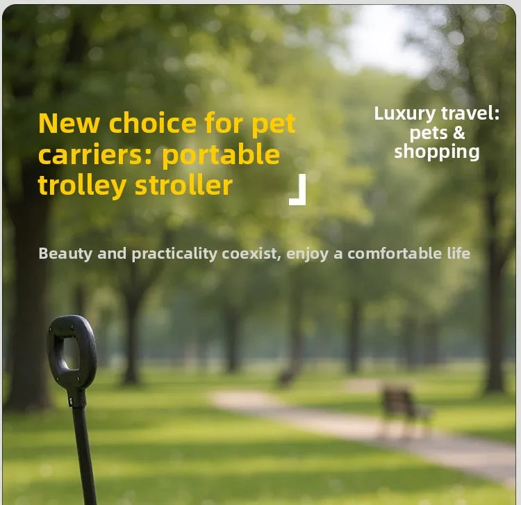Foldable Small Pet Stroller Cart Lightweight Oxford Dog Cat Carrier Trolley Telescopic Pull Wagon Outdoor Walking Shopping