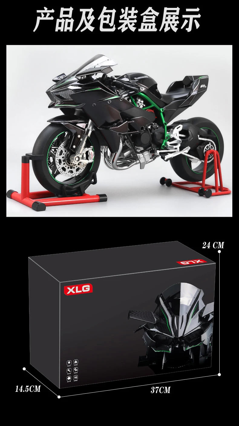 Spray 1:6 Kavvasaki Racing Ninja 500 H2R Motorcycle Simulation Sound Light Fast And Furious Kid Gift Collection Value Display