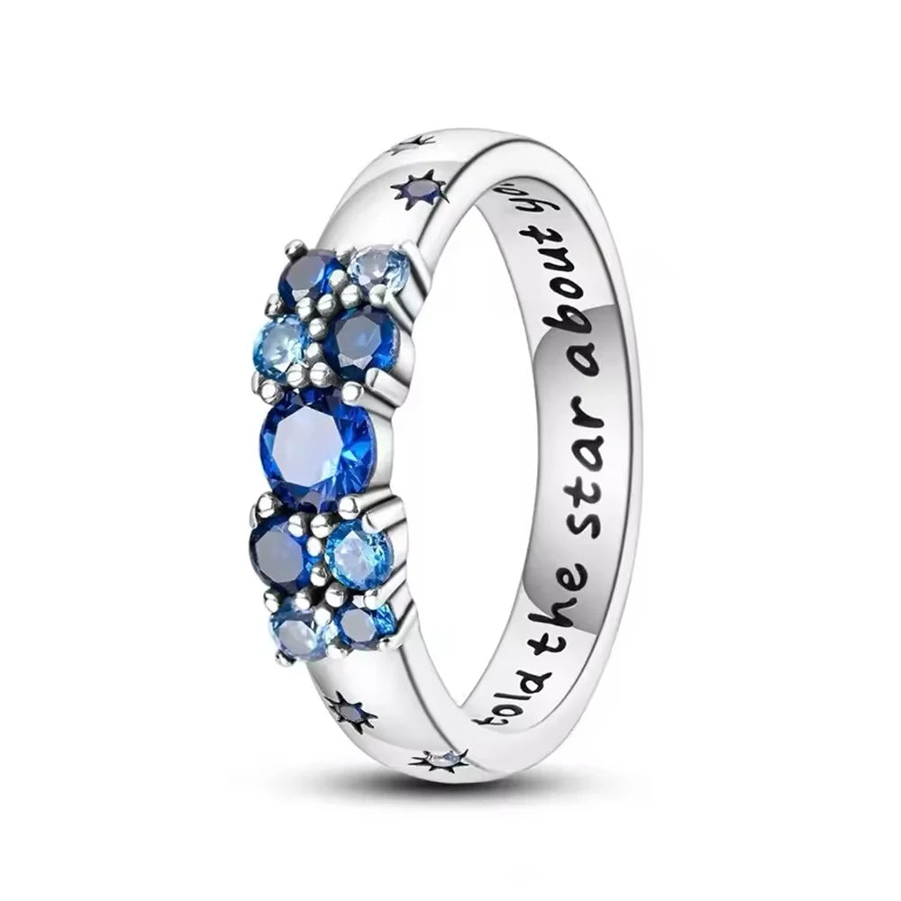 Christmas 925 Sterling Silver Crown Heart Flower Wing Zircon Sparkling Rings For Women Fine Jewelry wedding Anniversary Gifts