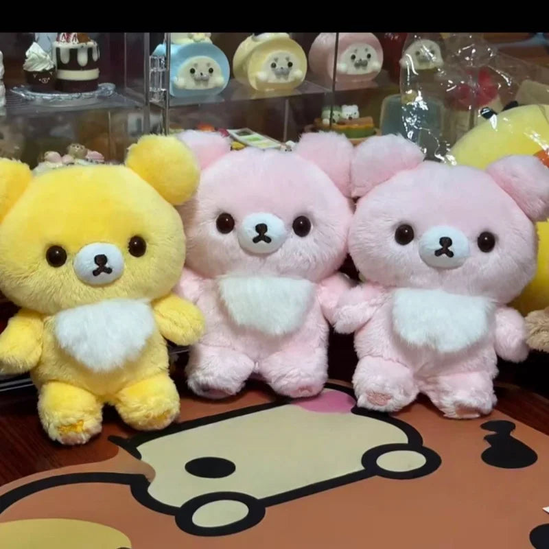 Sweet Pastel Pink Rilakkuma Bear Plush Adorable Toy Sweet Doll Full Fluffy Round Body Smooth Short Plush For Kawaii Lovers