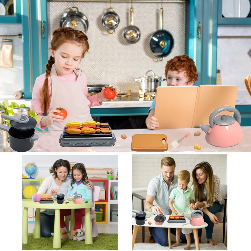 Kids Play Kitchen Toys Set Mini 92/69/59 PCS Pretend Cooking Food with Pots Pans Utensils for Toddlers Girls Boys Children Gift