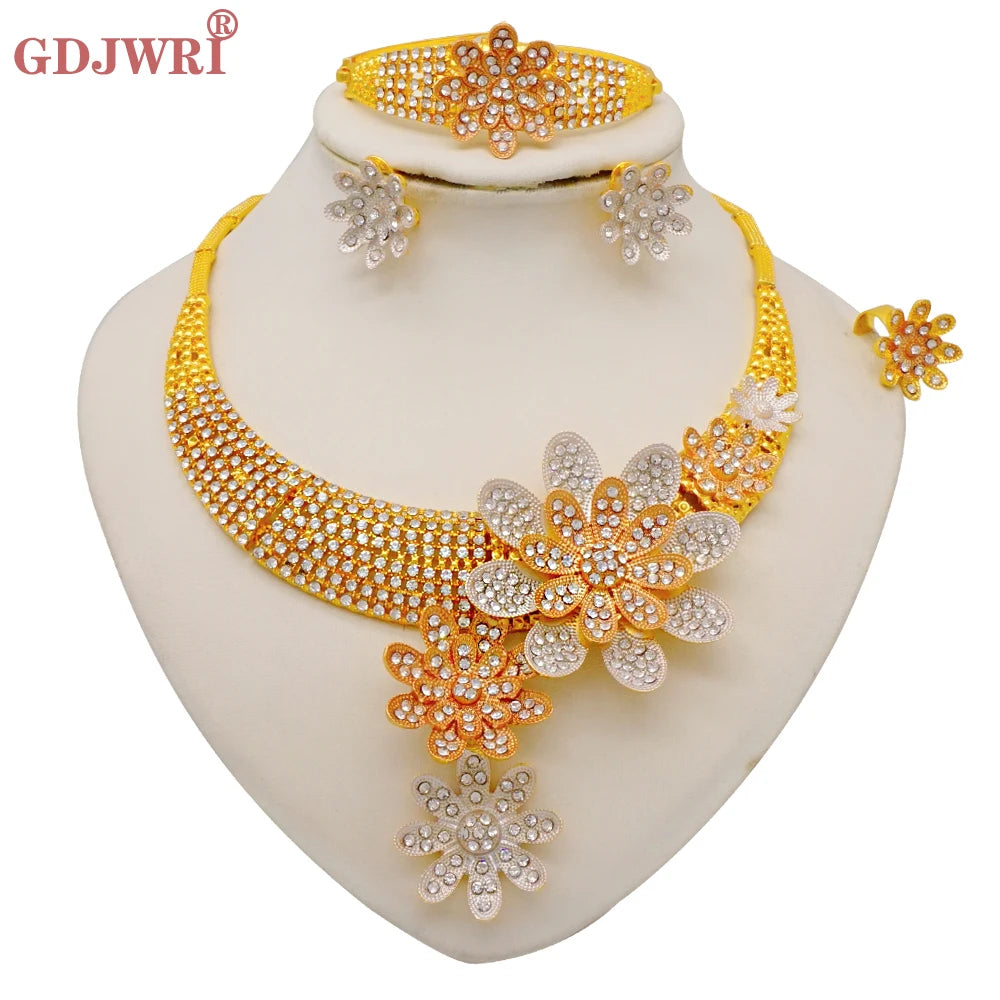 Ethiopian Fashion Women's Jewelry Set African Wedding Jewelry Set Necklace, Bracelet, Earrings, and Ring Set