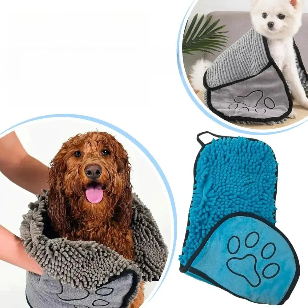 Quick Dry Pet Towel Soft Dog Bath Robe Towel Super Absorbent Cat Bath Towel Convenient Pet Cleaning Washcloth Dog Accessories