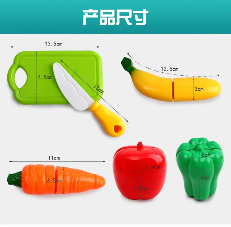 Children Kitchen Pretend Play Set Simulation Cutting Fruit Vegetable Food Cooking Miniature Thing Interactive Girl Kid Gift Toy