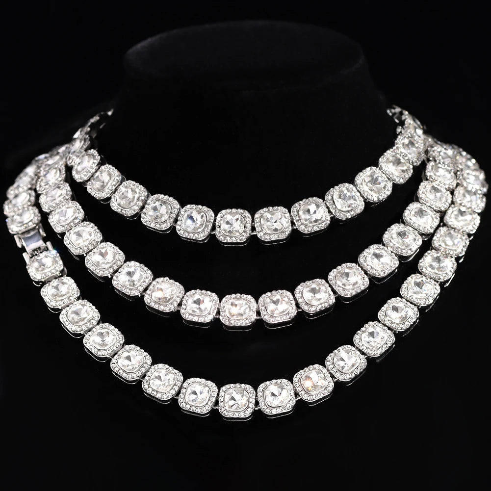 13/14/20MM HipHop Iced Out Chain Cuban Link Chain Necklace For Men Gold Silver Color Rhinestone Pave Men's Birthday Jewelry Gift