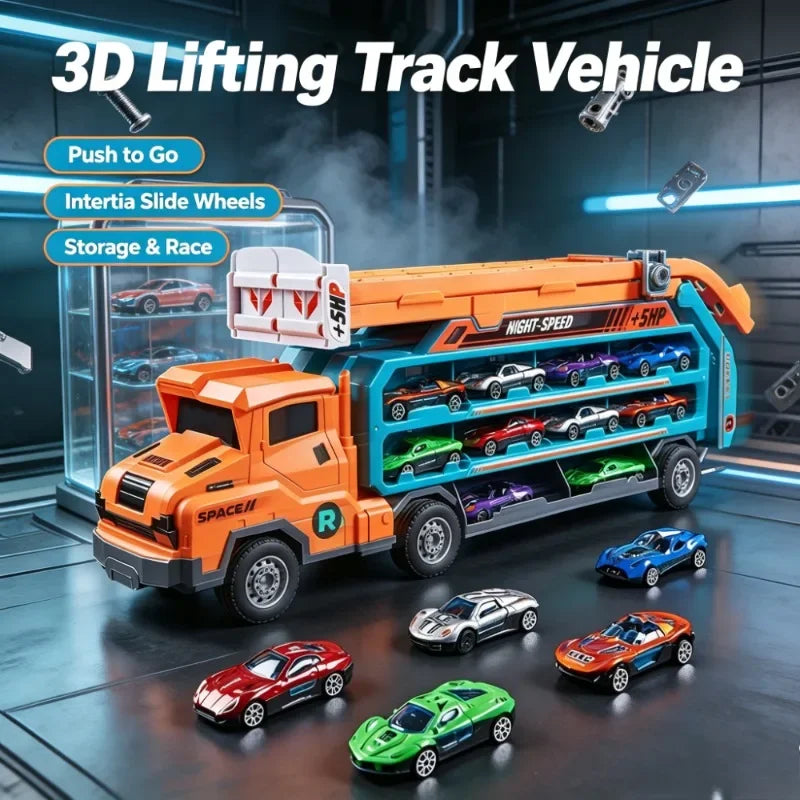 Large Scale Inertia Sliding Engineering Car Toy 3D Lifting Track Playset Interactive Educational Birthday Holiday Gift