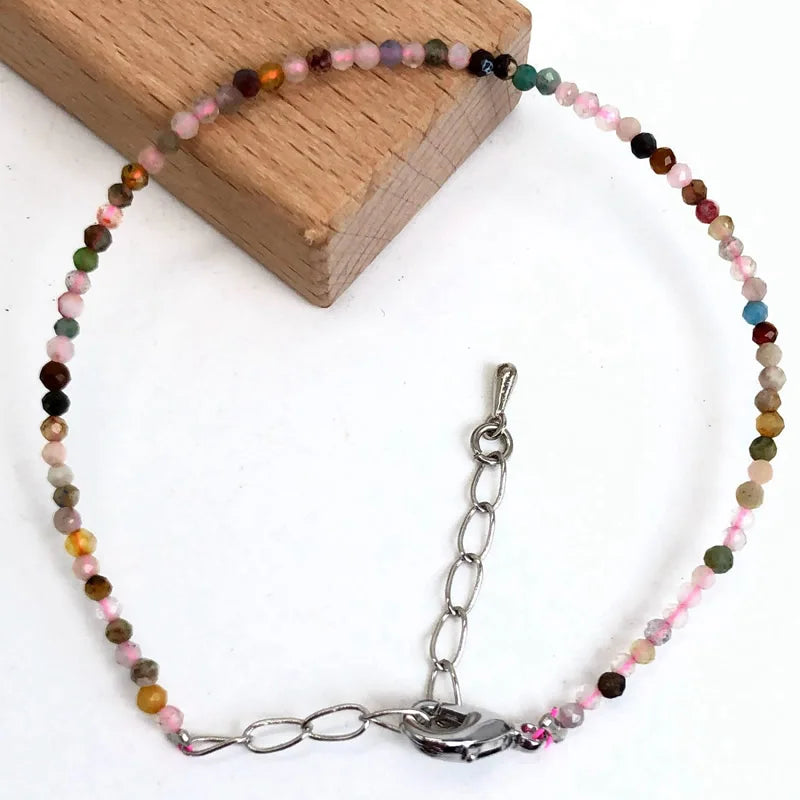 Mini 2-3mm Stone Beaded Faceted Natural Agat Quartzs Necklaces bracelet Female Fashion Party Choker for Women Girls Jewelry Gift