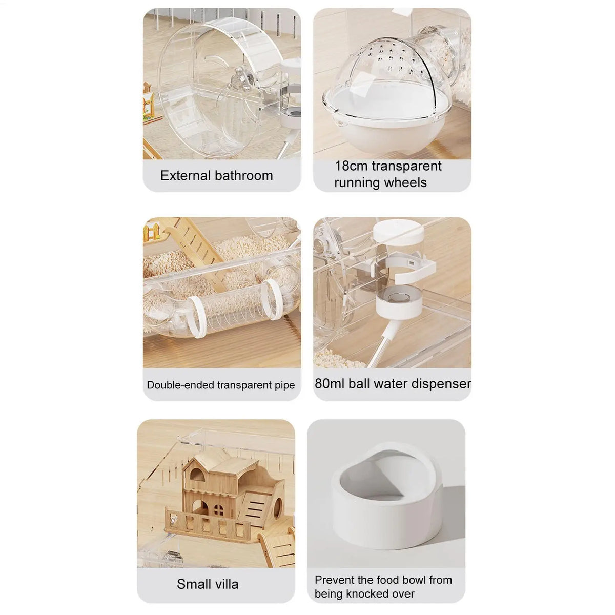 Hamster Cage 2-Layer Clear Acrylic Pet Habitats Hamster Enclosure for Indoor Outdoor Home Yard Breeding Observation Pet Shop