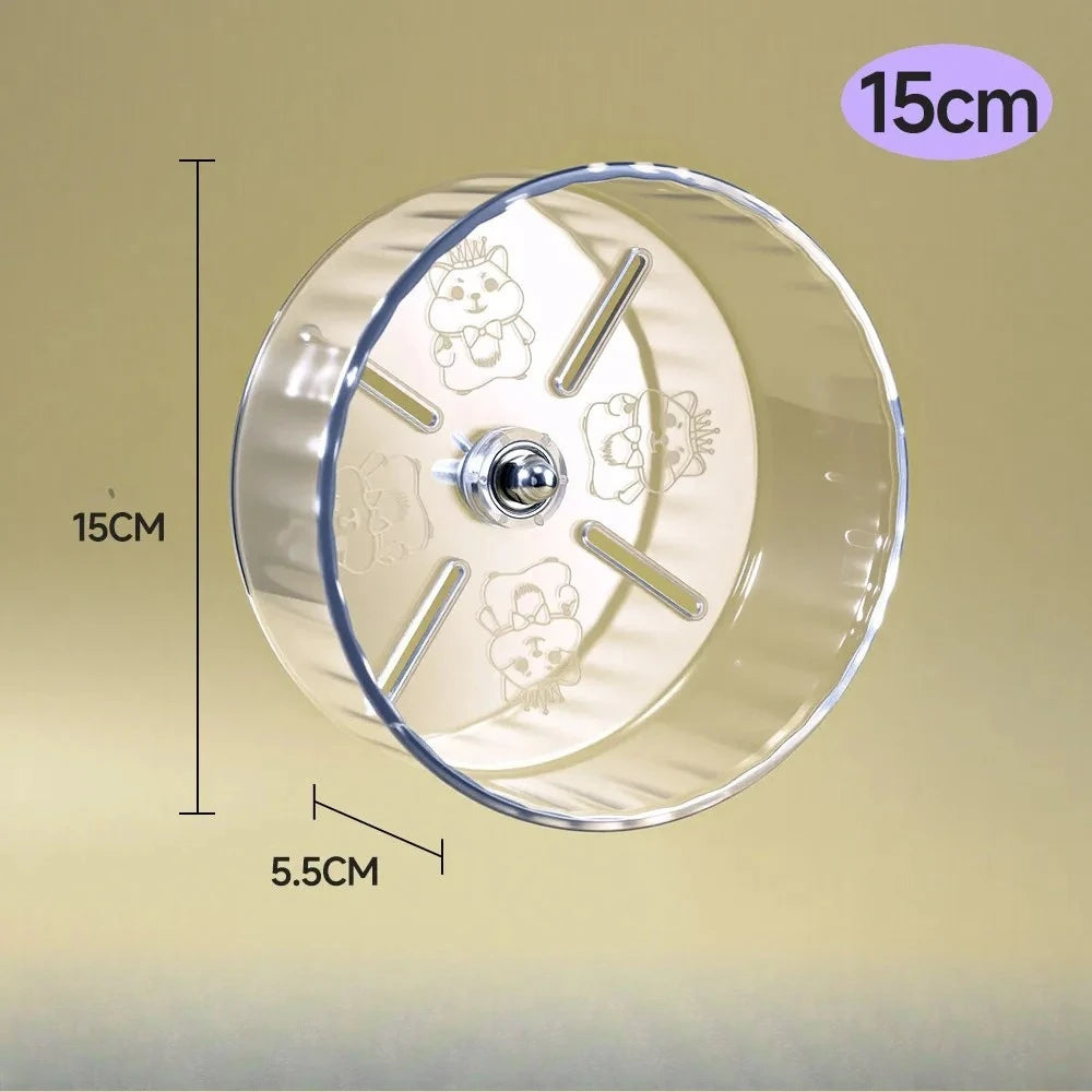 Silent Transparent Hamster Running Wheel Printed Design Small Animal Cage Accessories Suitable for Dwarf Rats And Other Pets