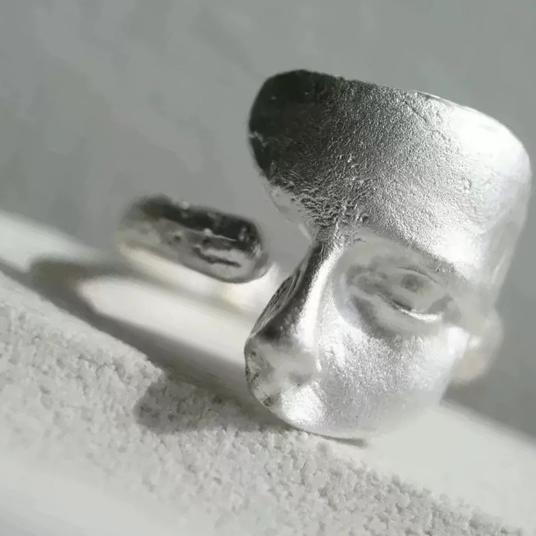 Sam Panda 925 Sterling Silver Mask Ring For Women Gift Frosting Vintage Irregular Personality Punk Jewelry Dropshipping