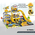 Kids Racing Track with Mini Cars Sliding Parking Lot Toys Multi-Storey Car Parking Fire Police Engineering Vehicle Boy Xmas Gift