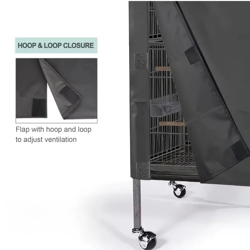 Oxford Cloth Bird Cage Cover - Dustproof Pet Parrot Cage Shade, Durable Black Fabric, Only Cover