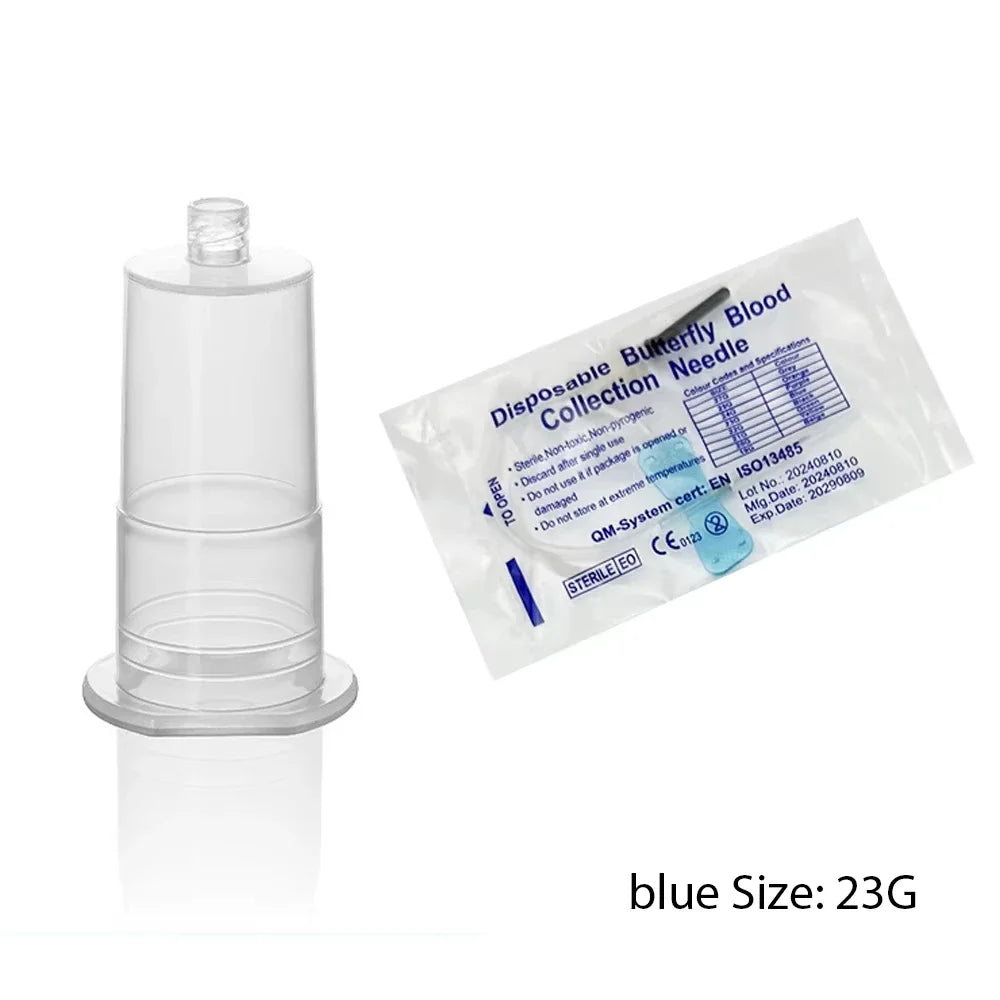 100/batch Pet Safety Blood Collection Set, Disposable Butterfly Wing Needle+Plastic Vacuum Needle Holder For Veterinary Use
