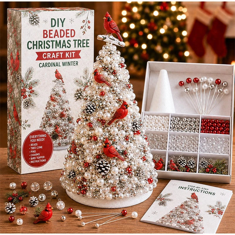 DIY Bead Christmas Tree Craft Kit Santa Claus Bead Craft Tabletop Xmas Ornament Handmade Holiday Home Decor Gift For Craft Lover