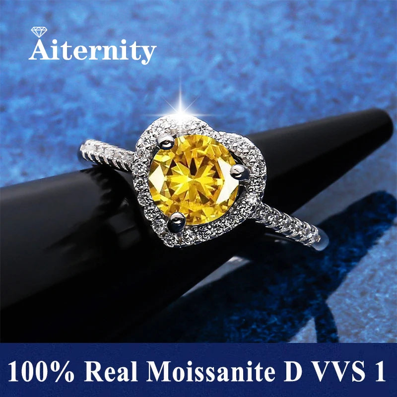 Men And Women's Moissanite Wedding Ring D VVS1 Adjustable Size S925 Silver GRA Certificate Wedding Ring