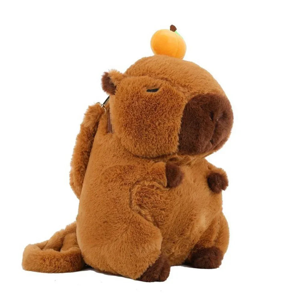 Cute Capybara Plush Backpack Funny Cartoon Capybara Shoulder Bag Student Fur Bag Plush Capybara School Bag for Kids
