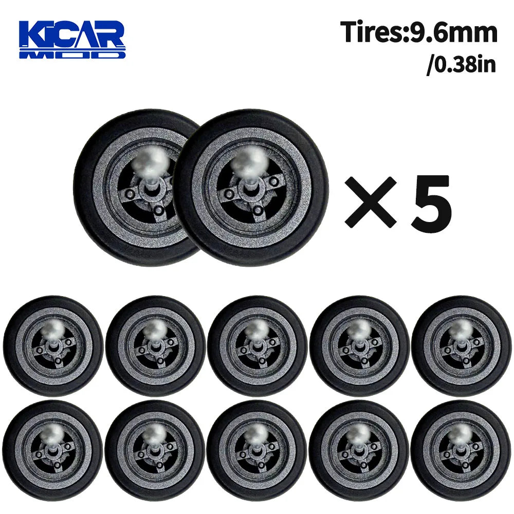 1/64 Model Q Car Wheels with Detachable Slicks Rubber Tires for Toy Model Diecast Cars Refiting Parts for MINIGT  (5 Cars)