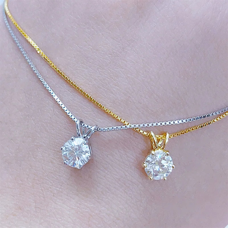 Bague Ringen 100% 925 Sterling Silver 1ct Moissanite Necklace For Women Diamond Pendant  Engagement Wedding Party Gift Wholesale
