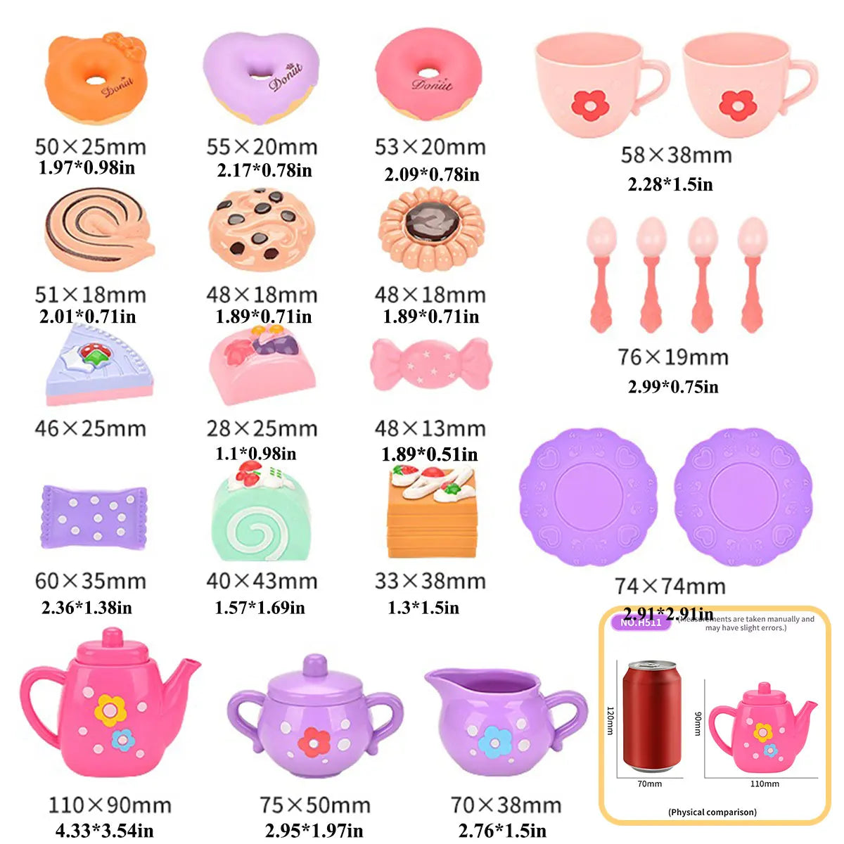 Kids Tea/Pastry Set Toy Simulation Pretend Play Food Playset for Children Montessori Toddler Children Gift Kitchen Girl