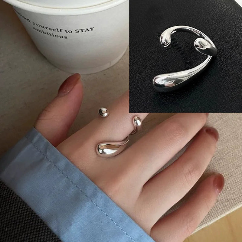 925 Sterling Silver Rings for Women Couple Minimalist Handmade Simple BIg Ring Party Jewelry Gift Prevent Allergy