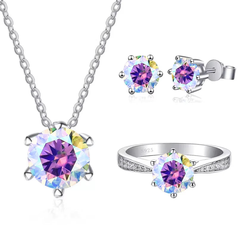 JoyceJelly Moissanite Jewelry Set With 1CT D Color VVS 3EX moissanite stone pass diamond test Wedding Luxury Fine Jewelry gift