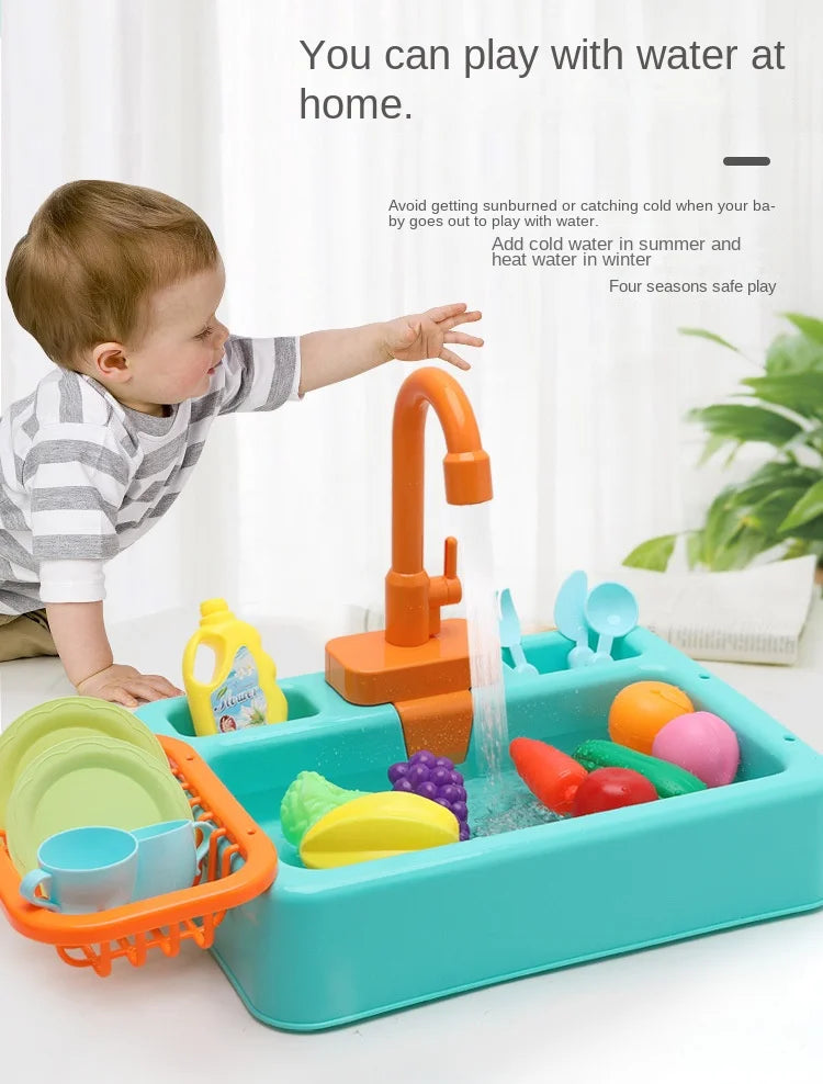 Kitchen Toy Plastic Dish Wash Sink Set Children Simulation Pretend Role Play Housework Kit Early Educational Toys for Children