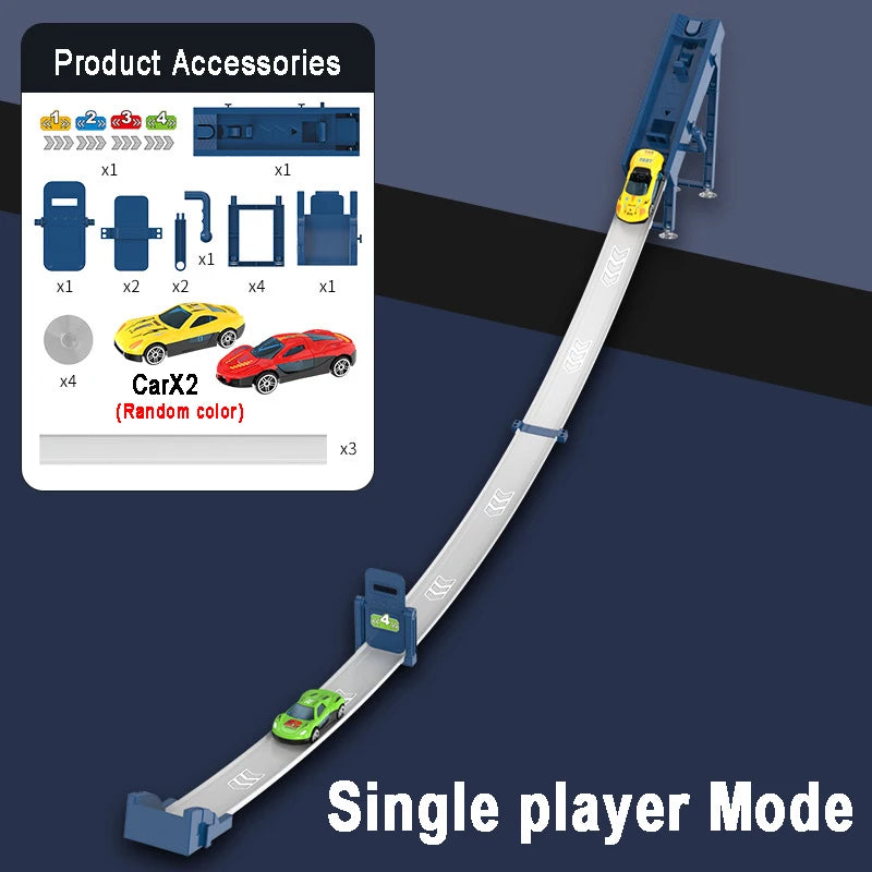 Kid Track Car Racing Set Toy DIY Assembled Track Kits Catapult Rail Car Racing Strategy Game Fun Interactive Social Toy Boy Gift