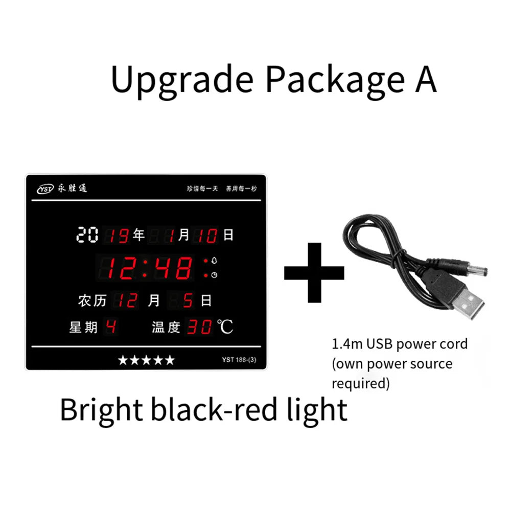 Perpetual Calendar Clock, Large Display Digital Wall Clock with Indoor Temperature and Humidity Perfect Office or Home Clock