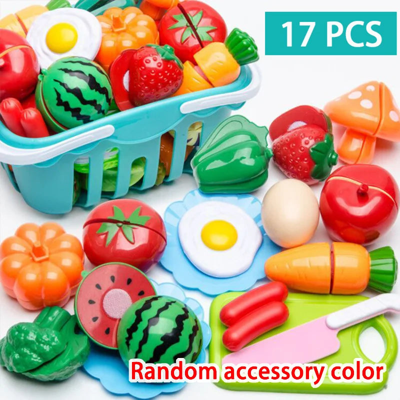 Cutting Play Food Toy for Kids Kitchen Pretend Fruit &Vegetable Accessories Educational Toy for Toddler Children Gift