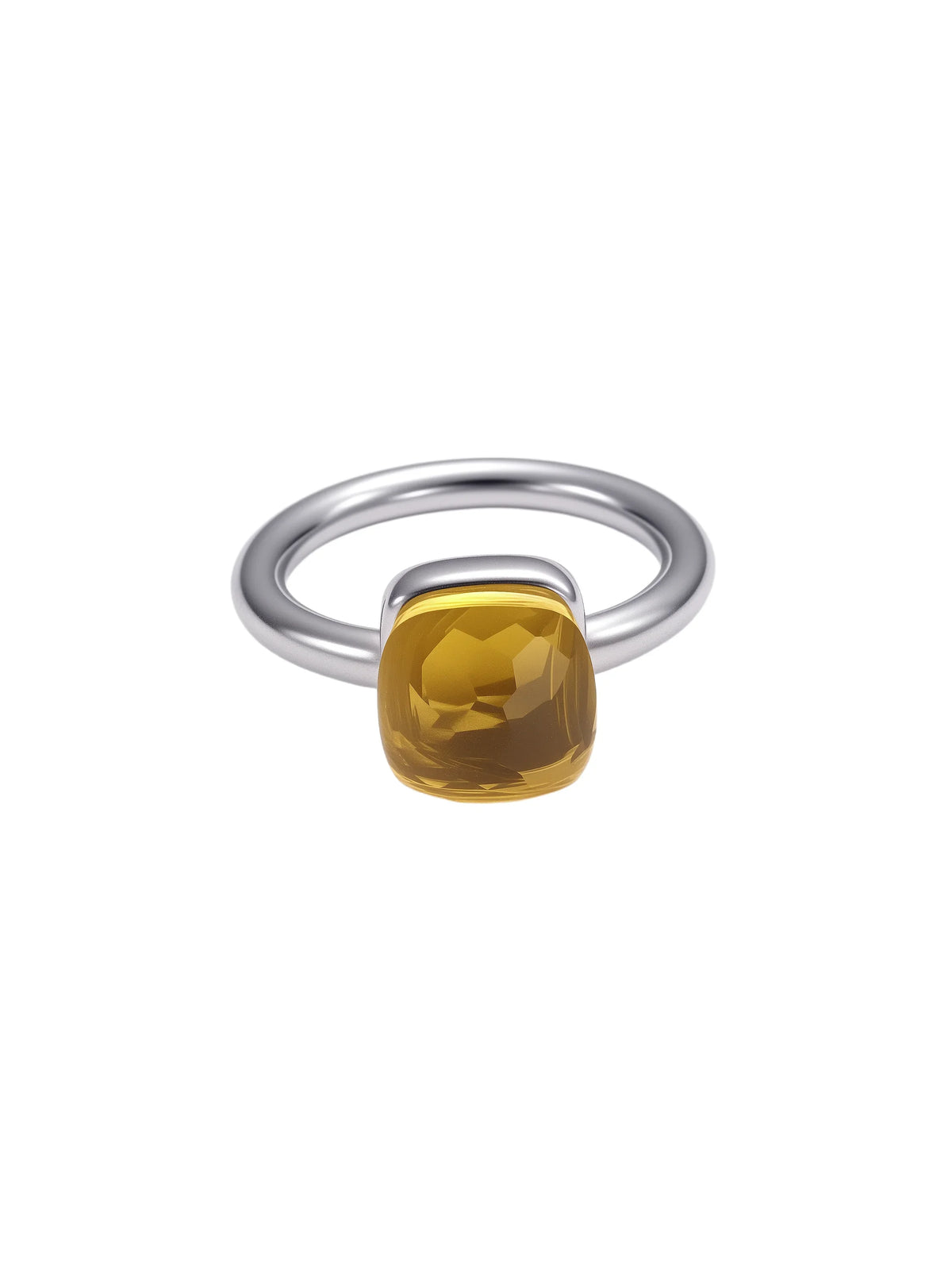 Colorful Crystal Nude Ring for Women 18K Gold Plated Stainless Steel Candy Color Square Stone Statement Rings Jewelry Gift