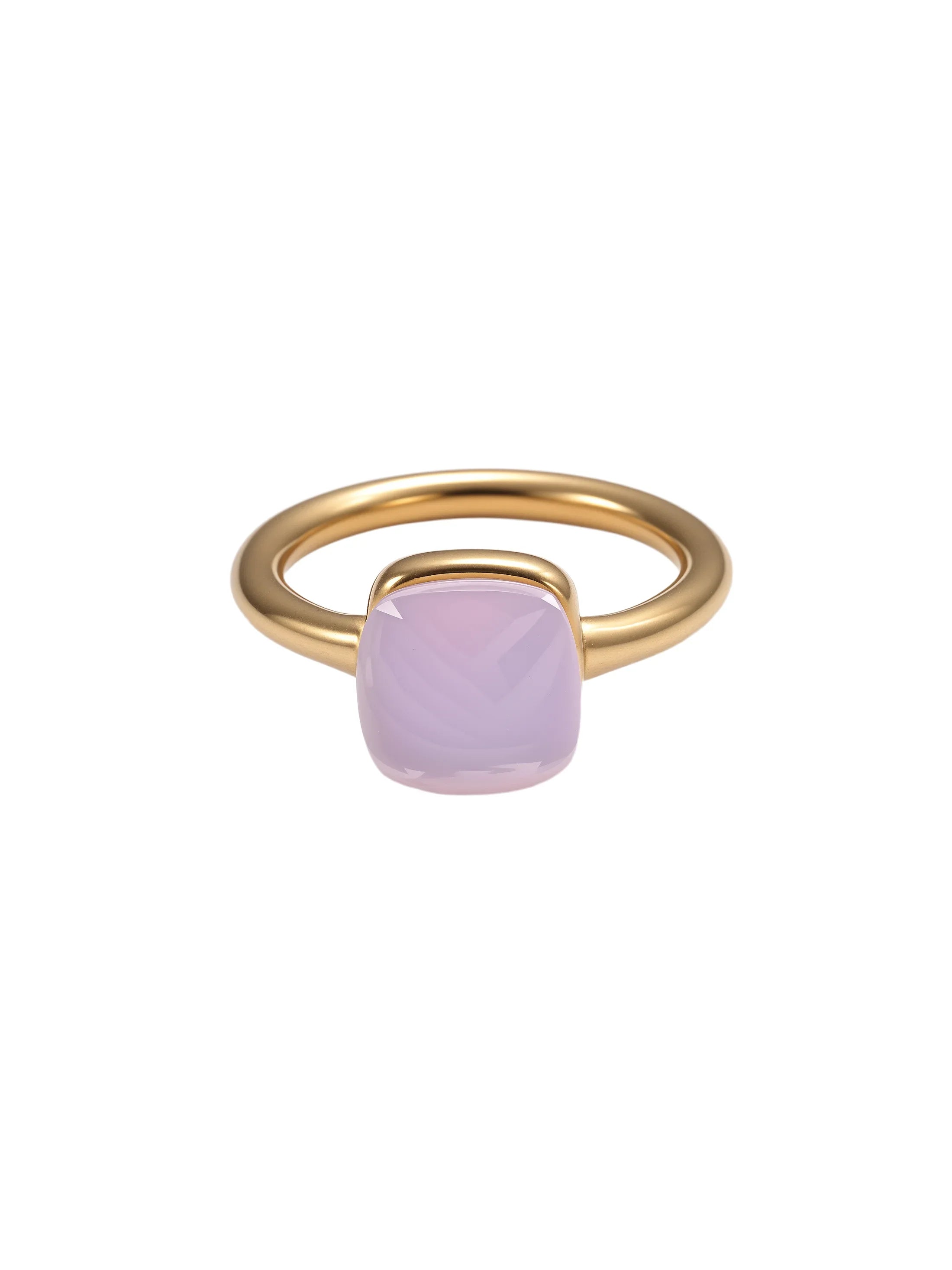 Colorful Crystal Nude Ring for Women 18K Gold Plated Stainless Steel Candy Color Square Stone Statement Rings Jewelry Gift
