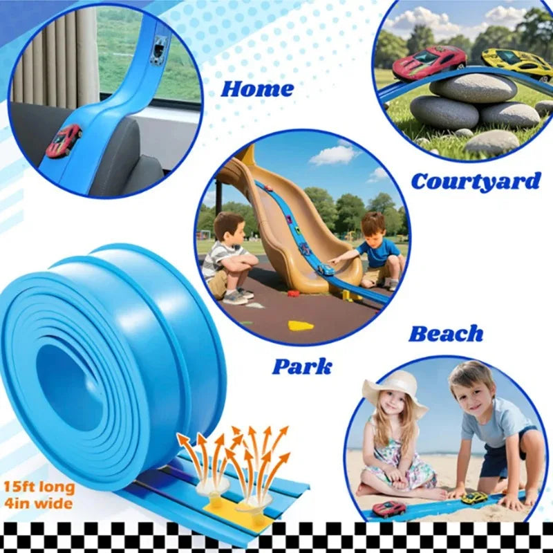 Soft Rubber Track Racing Car Toy Set, DIY Assembly Track, Educational Building Toys for Kids, Battery-Free Race Car Games