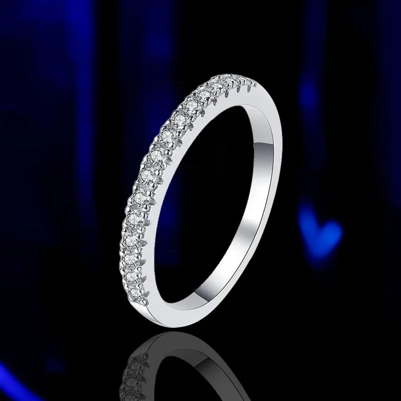 100% Pass Diamond Tester Pen Moissanite Female Single Tail Ring Matching Wedding Diamond Band for Women 925 Sterling Silver Ring