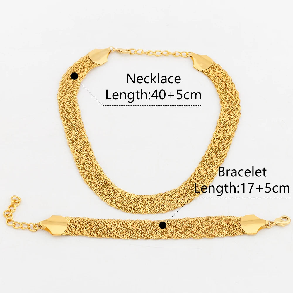YM 10MM Woven Chain for Women Gold Plated Necklace and Bracelet 40CM Hollow Chain Dubai Africa Luxury Punk Jewellery Accessaries