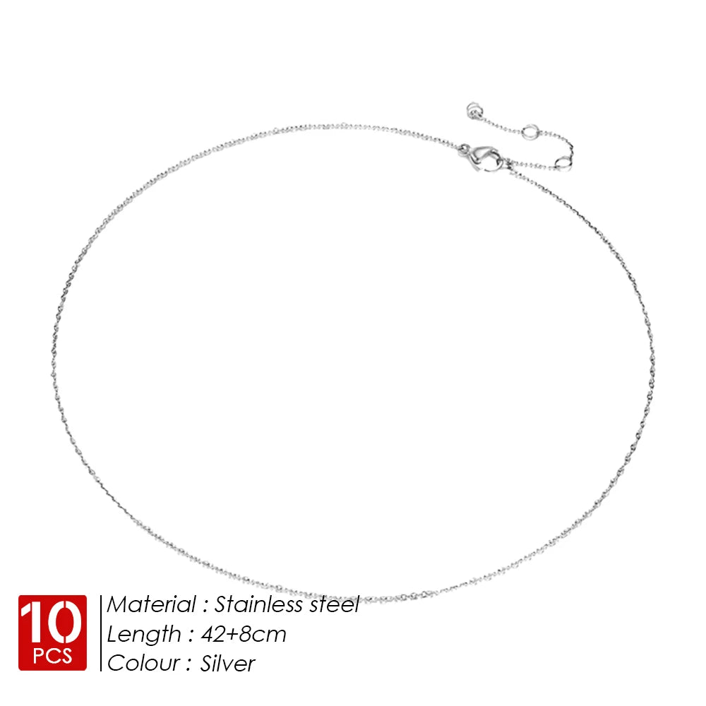 EMANCO 10PCS Fine Chain Necklace Stainless Steel Gold-Plated Women's Collar Gift Fine Jewelry DIY Wholesale