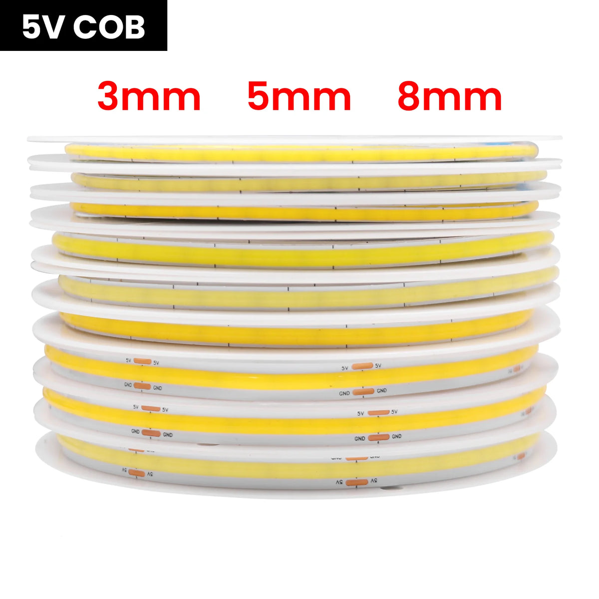 DC 5V COB LED Strip 3mm 5mm 8mm 320LEDs/M High Density Flexible COB LED Tape Night Light Battery Powered DIY TV Mirror Backlight