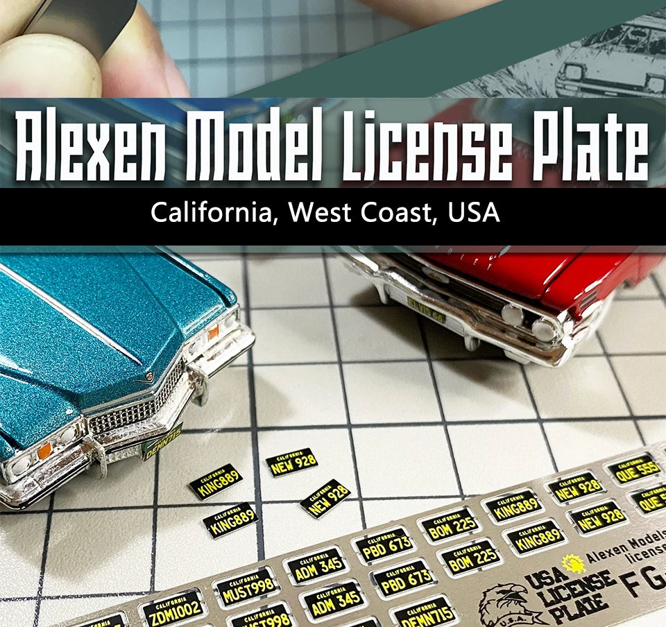 1:64 Alloy Car Model Alexen XK0001-XK0023 Metal License Plate Number Plate 1/64 Model Accessories Making Tools Hobbyist DIY