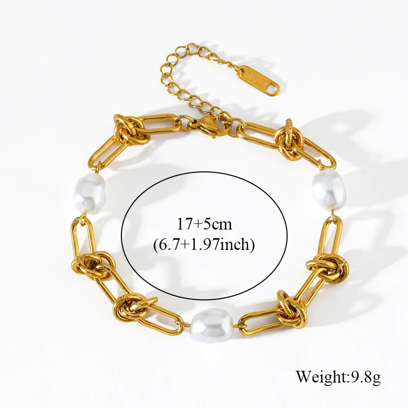 EILIECK 316L Stainless Steel Metal Colored Zircon Chain Necklace Bracelet Set For Women Fashion Statement Waterproof Jewelry