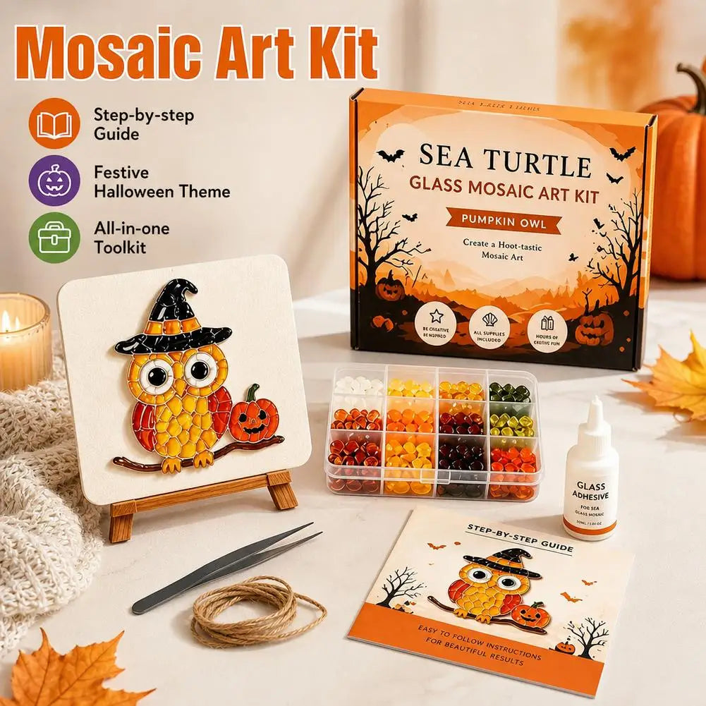 Halloween Sea Glass Mosaic DIY Art Kit for Adults Xmas Themed Seaglass Craft Set Handmade Christmas Sea Glass Art Kit Home Decor