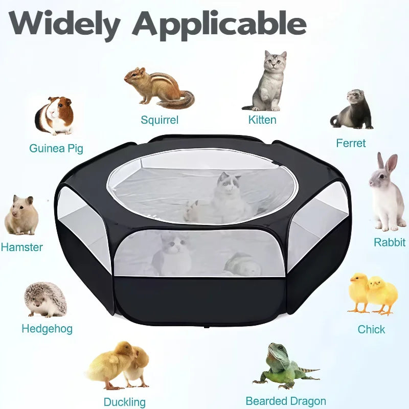 120cm Hexagon Small Pet Cage Portable Foldable Cat Dog Hamster Rabbit Guinea Pig Pet Playpen Open Fence Mesh Yard Garden Indoor