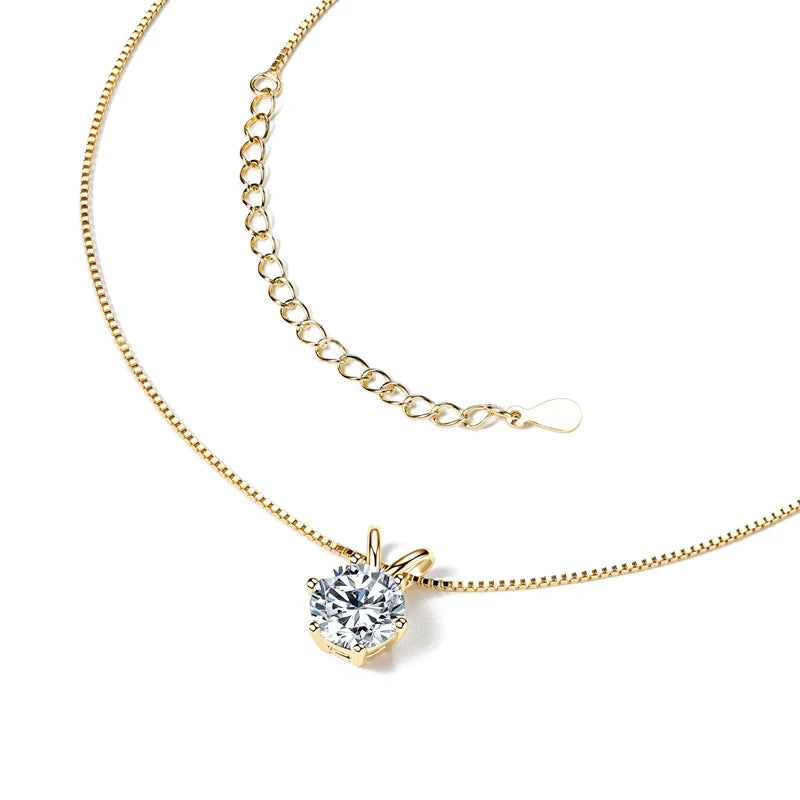 Classic 0.5CT-5CT D Moissanite Pendant Necklace Adjustable Chain 925 Silver for Women with Certificate 2CT 3CT 4CT Lab Diamond